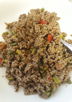 A picture of Minced beef and veg.