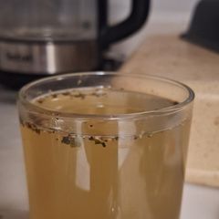 A picture of Keto ginger and dried basil drink.