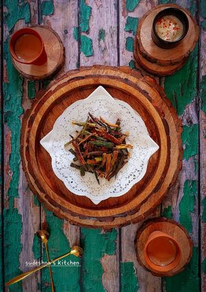 A picture of Kurkuri Bhindi (Okra Chips).