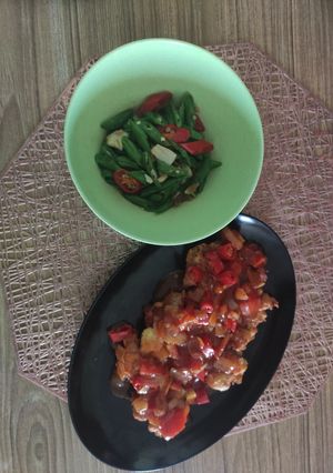 Foto resep Ayam asam manis Dan tumis buncis