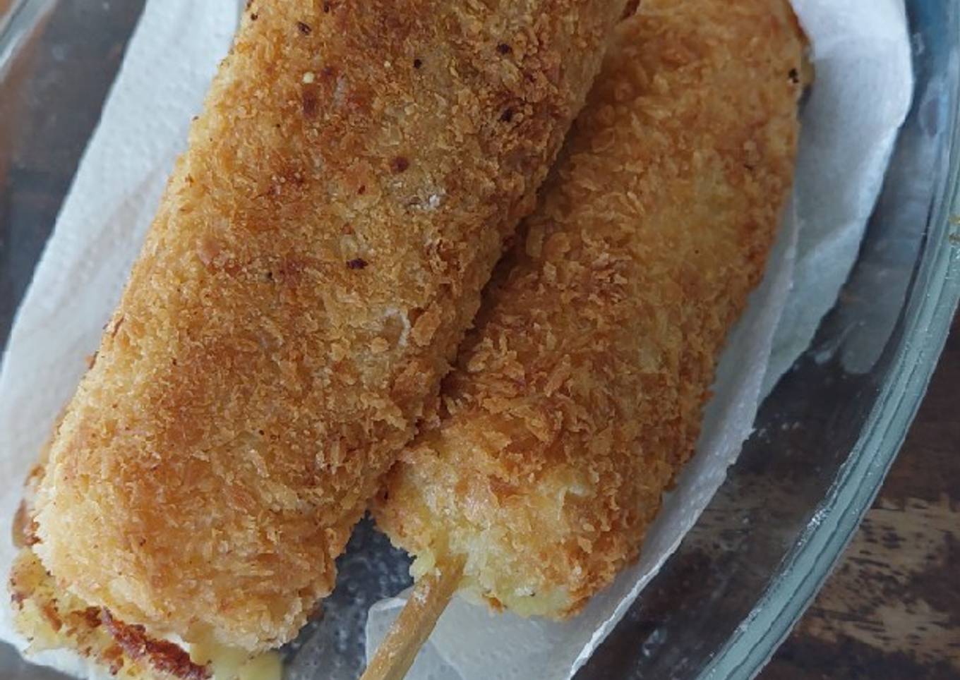 Cheese potato hot dog/corn dog ala Delicious Day