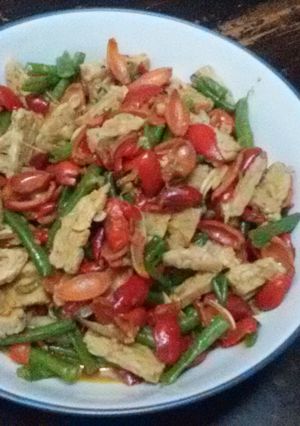 Foto resep oseng kacang panjang ,tempe ,dan cangkang mlinjo 