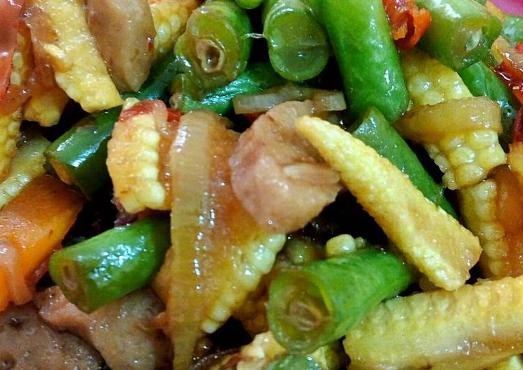 Tumis sayuran bakso pedes simpel