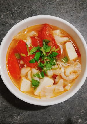 Hình của món Canh nấm đậu hũ chua cay (chay).