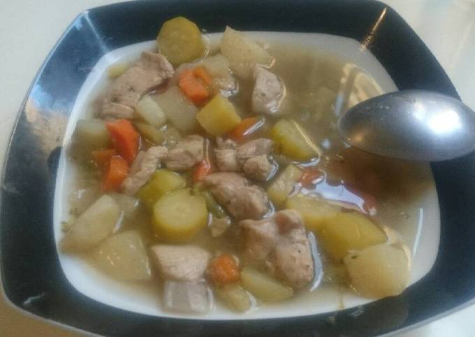 Vegetables and chicken soup