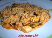 Una foto di risotto con i gamberetti