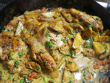 Pollo a la crema y verdeo con papas