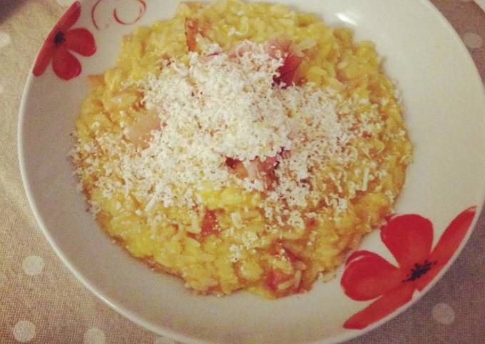 Come a Preparare Fatto in casa Risotto con zucca, speck e ricotta affumicata