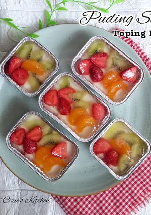 Foto resep Puding susu topping buah