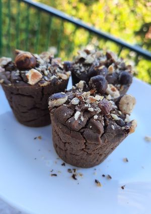 Una foto de Muffins de chocolate con calabaza (zapallo) y harina de arroz