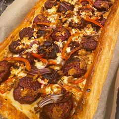 A picture of Beetroot and feta tart.