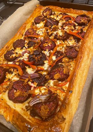 A picture of Beetroot and feta tart.
