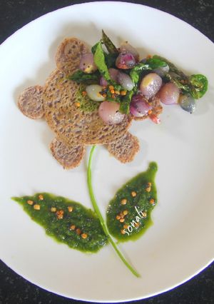 A picture of Ragi Dosa with Coriander stem chutney.