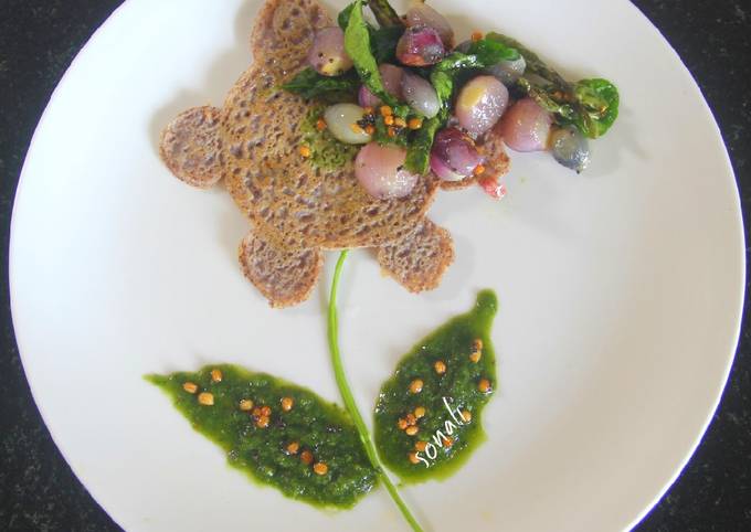 Ragi Dosa with Coriander stem chutney