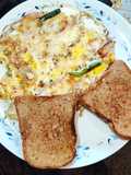Toasted Bread with Onion Cheese Omelette.