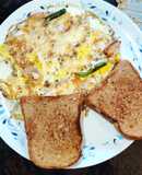 Toasted Bread with Onion Cheese Omelette.