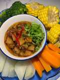 Boiled Vegetables with Crispy Pork Fat and Caramelized Dipping Sauce (Kho Quet)