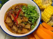 A picture of boiled vegetables