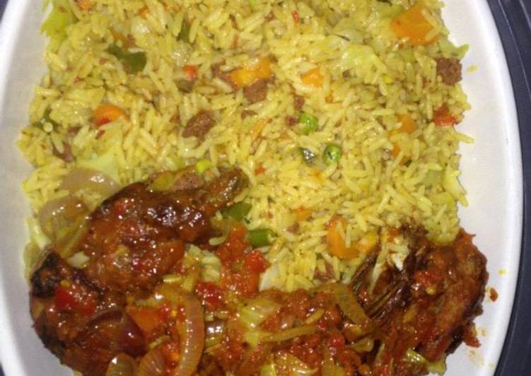Recipe of Perfect Fried rice and peppered chicken