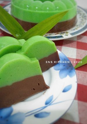 Foto resep Puding Busa Coklat Pandan