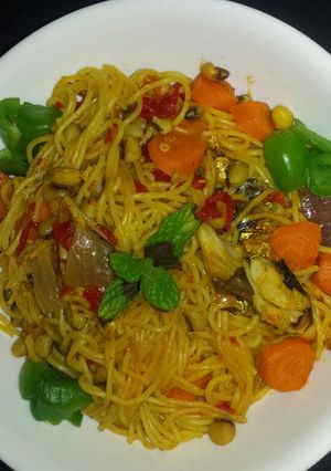 A picture of Jollof spagetti.