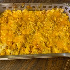 A picture of Cheesy shrimp casserole.