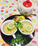 Té de menta con limón, jengibre, miel!