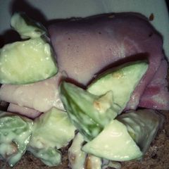 A picture of Ham and Apple Open Sandwich.