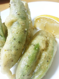 A picture of Snap Pea Herb & Cheese Fritters.