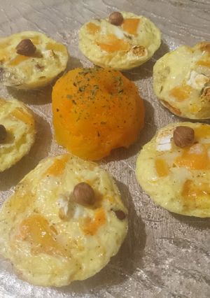 Une photo de Flans au potimaron, noisettes, chèvre et noix de muscade