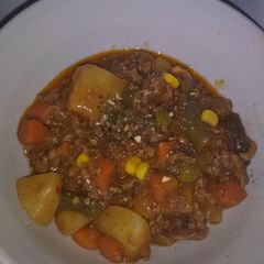 A picture of Mince with left over potatoes.