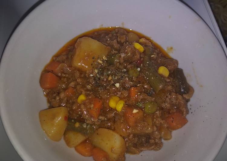Mince with left over potatoes