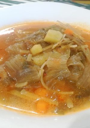Foto di Linguine spezzettate con Scarola, Carote e Patate