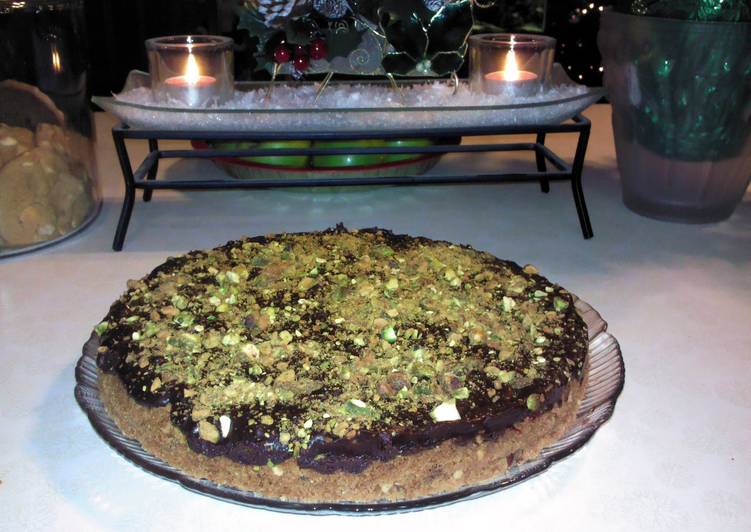 Recipe of Super Quick Homemade Brenda&#39;s Pistachio, Cherry and Chocolate Tart