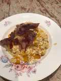 Butternut squash risotto with crispy coppa