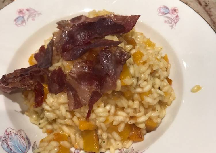 Recipe of Perfect Butternut squash risotto with crispy coppa