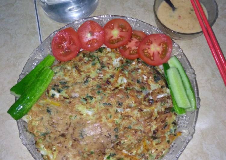 Korean Vegetable pancake (yachaejeon) dengan tepung oatmeal