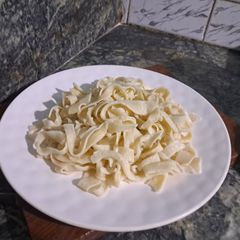 A picture of Homemade fettuccine pasta.