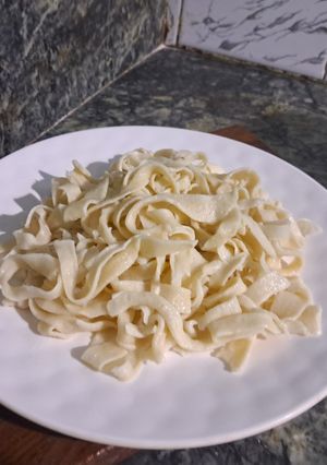 A picture of Homemade fettuccine pasta.