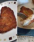 Milanesas de pollo, rellenas de salsa bechamel y jamón 🤩
