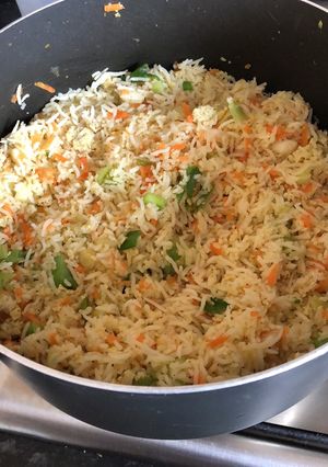 A picture of Egg fried rice.