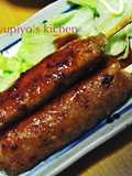 Skillet Teriyaki Chicken Tsukune with Chopsticks
