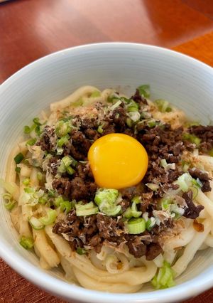 A picture of Mince meat udon.
