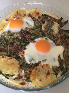Una foto de Judías verdes con bechamel y huevos