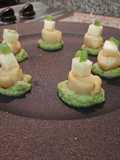 Entrada de palta, ostión en vermut y manzana