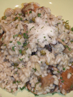 Una foto de Risotto con boletus y guisantes