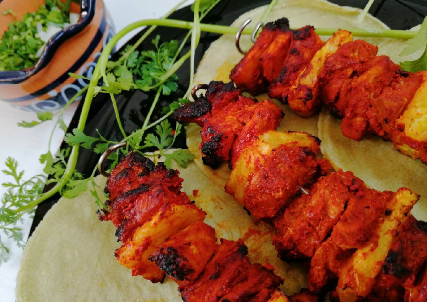 Pinchos de carne al pastor en freidora de aire