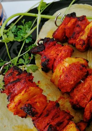 Una foto de Pinchos de carne al pastor en freidora de aire