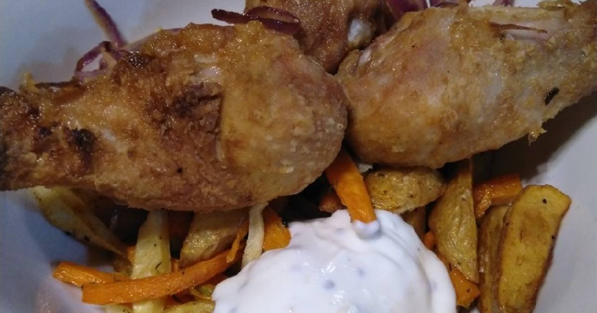 Légumes racines au yaourt grecque et poulet frit de melodie