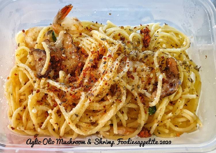 Langkah Mudah untuk Membuat Spaghetti Aglio Olio Mushroom &amp; Shrimp Anti Gagal
